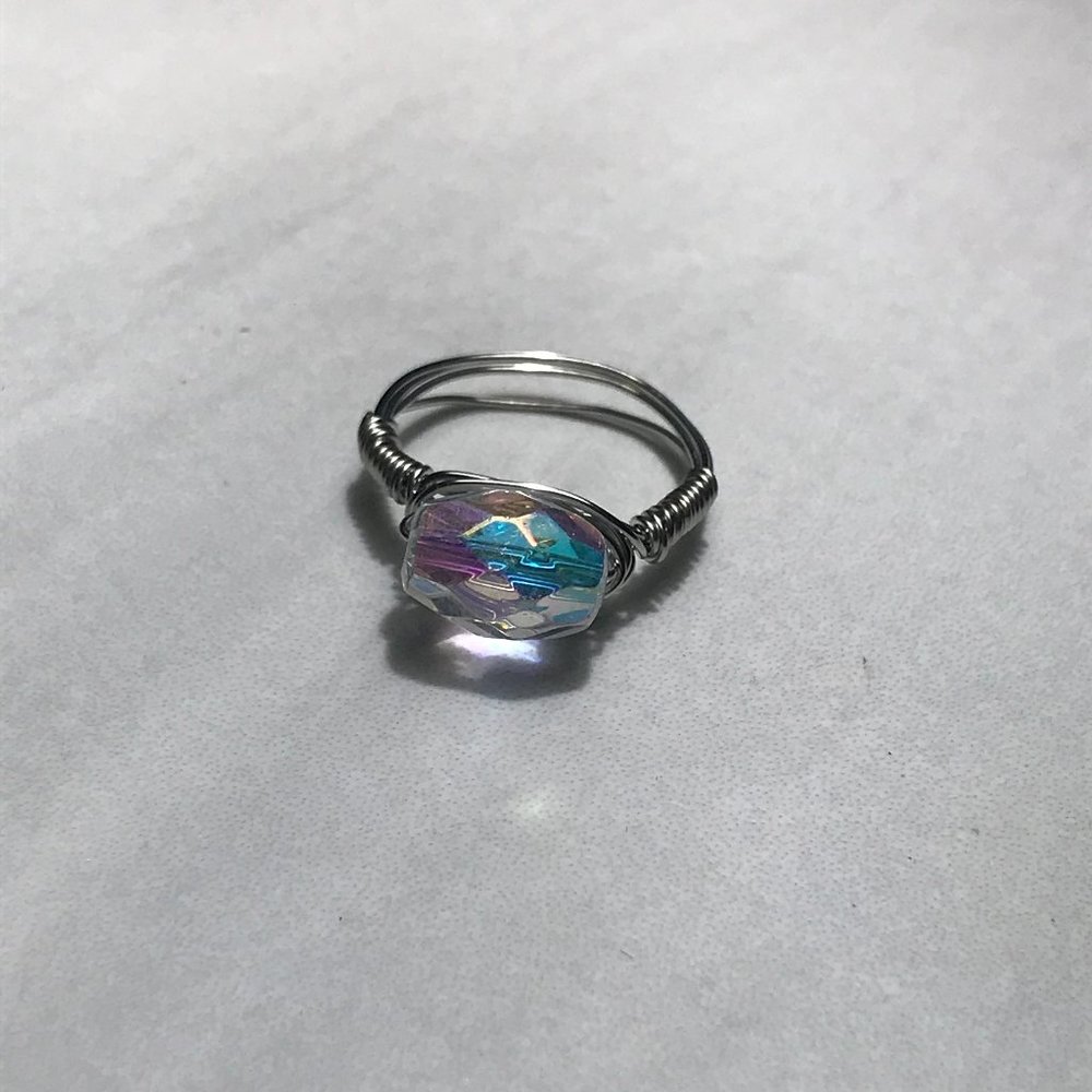 Rainbow bead wire ring